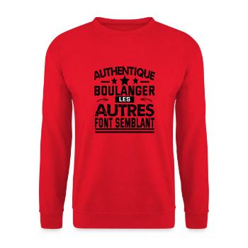 authentique boulanger - Sweat-shirt Unisexe - rouge - Devant - Alina (178cm) & Michal (187cm)