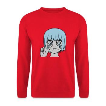 Victory hand sign crying girl - Unisex Sweatshirt - red - Front - Alina (178cm) & Michal (187cm)
