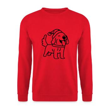 Hund mit Weihnachtsmütze Lustige Geschenkidee - Unisex Pullover - Rot - Vorne - Alina (178cm) & Michal (187cm)