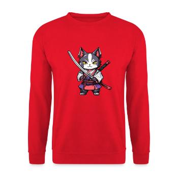 Samurai Cat #20 - Unisex Sweatshirt - red - Front - Alina (178cm) & Michal (187cm)