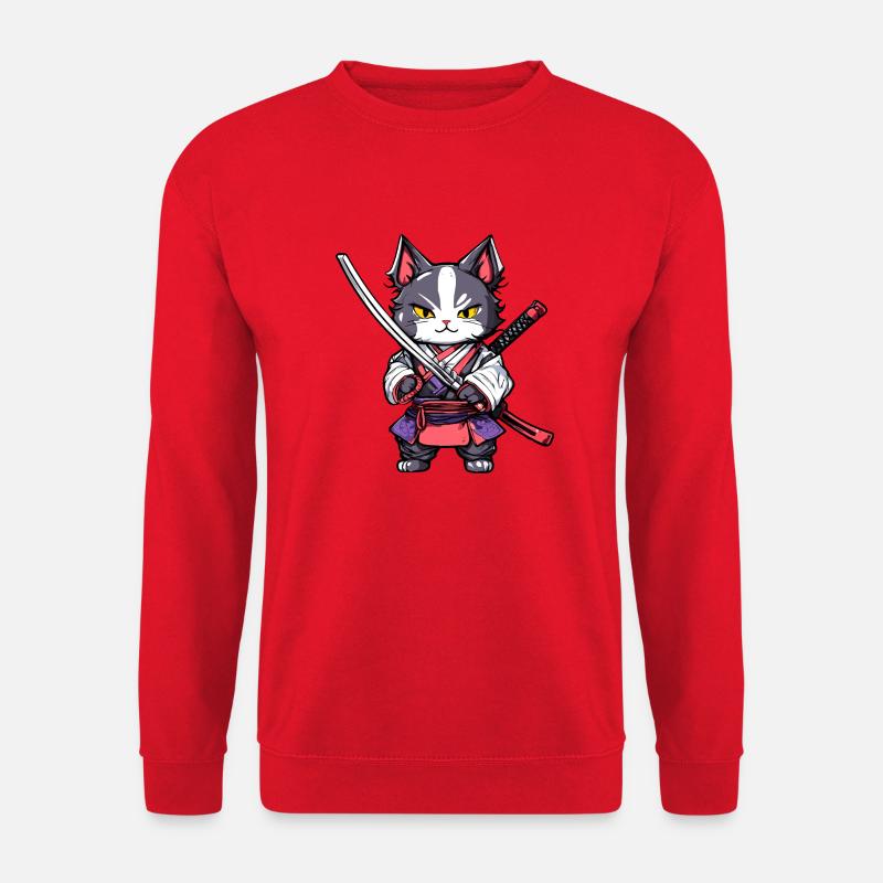 Samurai-Katze #20 - Unisex Pullover - Rot