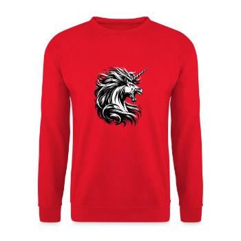 Roaring Unicorn - Unisex Sweatshirt - red - Front - Alina (178cm) & Michal (187cm)