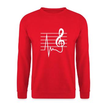 Music clef pulse frequency note heartbeat - Unisex Sweatshirt - red - Front - Alina (178cm) & Michal (187cm)