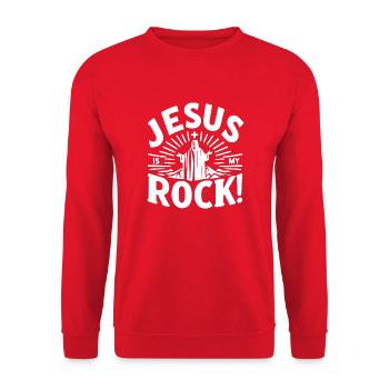Jesus is My Rock - Unisex Sweatshirt - red - Front - Alina (178cm) & Michal (187cm)