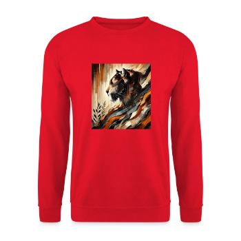 Abstract Tiger - Unisex Sweatshirt - red - Front - Alina (178cm) & Michal (187cm)