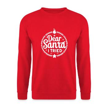 Dear Santa I Tried - Unisex Sweatshirt - red - Front - Alina (178cm) & Michal (187cm)