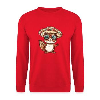écureuil bande dessinée drôle sombrero - Sweat-shirt Unisexe - rouge - Devant - Alina (178cm) & Michal (187cm)