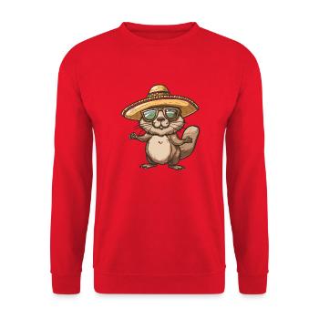 Biber Comic Lustig Sombrero - Unisex Pullover - Rot - Vorne - Alina (178cm) & Michal (187cm)