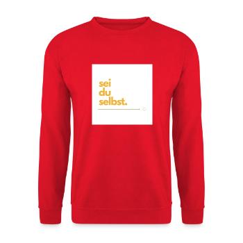 Sei du selbst - Unisex Pullover - Rot - Vorne - Alina (178cm) & Michal (187cm)
