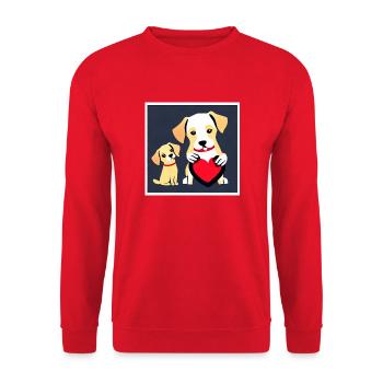 Hund Liebe Zuneigung Illustration Hundeliebhaber - Unisex Pullover - Rot - Vorne - Alina (178cm) & Michal (187cm)