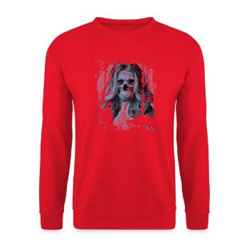 Skull Girl blue - Unisex Pullover - Rot - Vorne - Alina (178cm) & Michal (187cm)