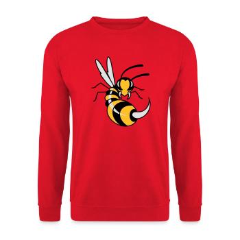 Wespe mit riesigen Stachel - Unisex Pullover - Rot - Vorne - Alina (178cm) & Michal (187cm)
