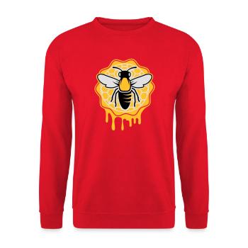 Biene und Bienenwabe - Unisex Pullover - Rot - Vorne - Alina (178cm) & Michal (187cm)