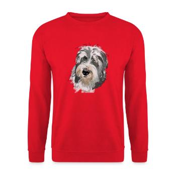 Bearded Collie - Unisex Pullover - Rot - Vorne - Alina (178cm) & Michal (187cm)