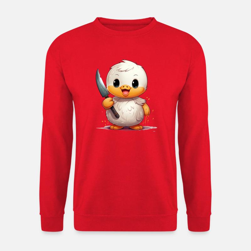 Cute Duck with Knife - Unisex Pullover - Rot