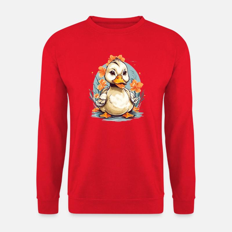 Süße Ente mit Blumen - Unisex Pullover - Rot