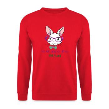 Lapin avec lunettes de soleil de Pâques - Sweat-shirt Unisexe - rouge - Devant - Alina (178cm) & Michal (187cm)