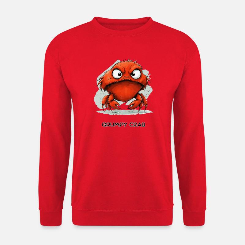 Grumpy Crab - Mürrische Cartoon Krabbe Design - Unisex Sweatshirt - red