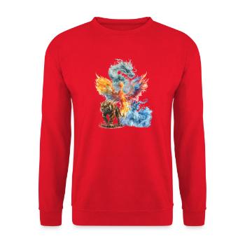 Aquarelle Phoenix Tigre Dragon - Sweat-shirt Unisexe - rouge - Devant - Alina (178cm) & Michal (187cm)