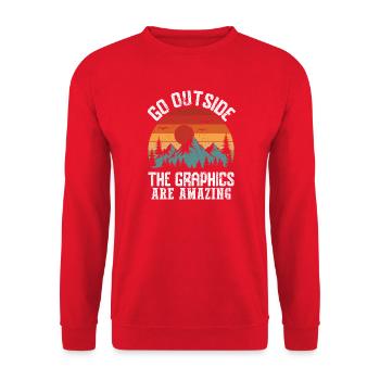 Montagnes - Sortez, les graphismes sont incroyables - Sweat-shirt Unisexe - rouge - Devant - Alina (178cm) & Michal (187cm)