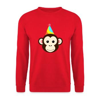 Cute monkey party with party hat - Unisex Sweatshirt - red - Front - Alina (178cm) & Michal (187cm)