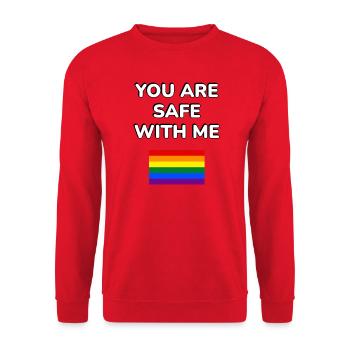 You are safe with me LGBT rainbow flag gay ally  - Unisex Sweatshirt - red - Front - Alina (178cm) & Michal (187cm)