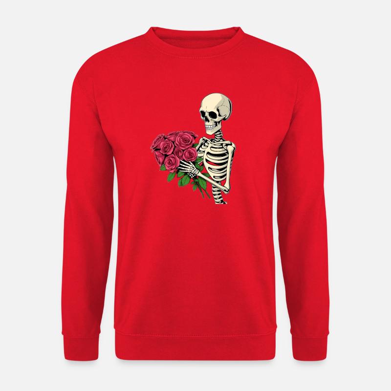 Skelett mit Rosen - Unisex Pullover - Rot