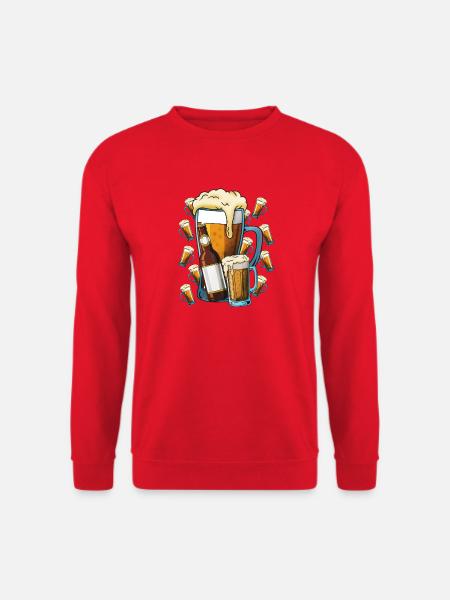 Bierfreude Krug Illustration - Unisex Pullover - Rot