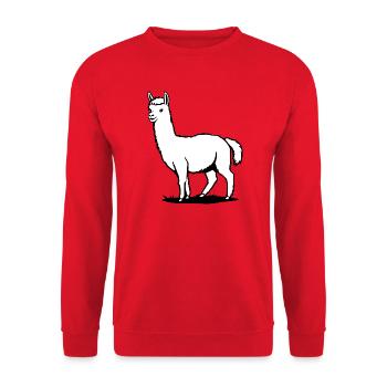 Alpaka T-shirt mit süßem Tiermotiv Geschenk - Unisex Pullover - Rot - Vorne - Alina (178cm) & Michal (187cm)