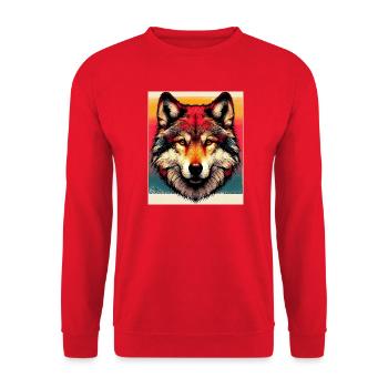 Wolf - Unisex Pullover - Rot - Vorne - Alina (178cm) & Michal (187cm)