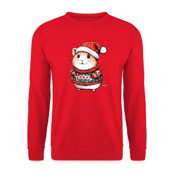 Hamster Christmas Xmas - Unisex Sweatshirt - red - Front - Alina (178cm) & Michal (187cm)