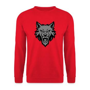 Wolf Kopf Logo - Unisex Pullover - Rot - Vorne - Alina (178cm) & Michal (187cm)