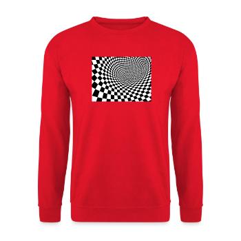 Schwarz-Weiß-Quadrat Tourbillon - Unisex Pullover - Rot - Vorne - Alina (178cm) & Michal (187cm)