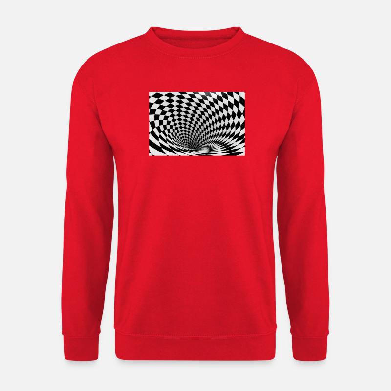 Hypnotischer Schwarz-Weiß-Wirbel - Unisex Pullover - Rot