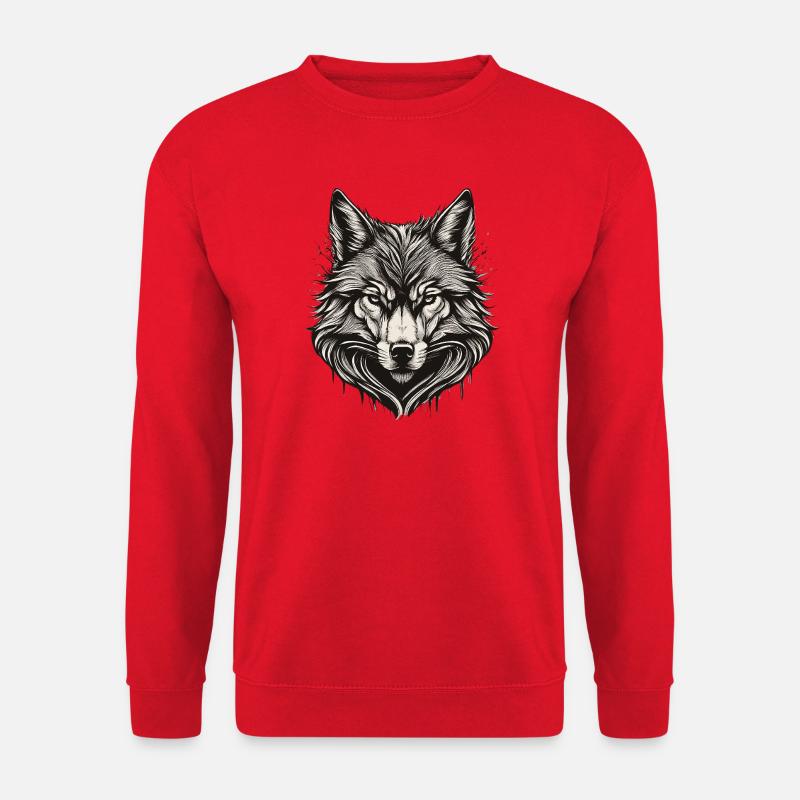 Wolfskopf-Tinte graviert - Unisex Pullover - Rot