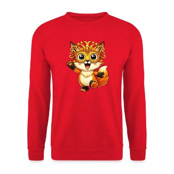 Karneval Fuchs Verkleidung Fasching Tanzen Freude - Unisex Pullover - Rot - Vorne - Alina (178cm) & Michal (187cm)