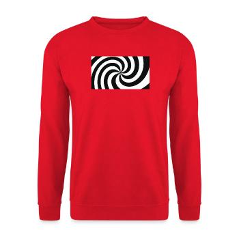 Hypnotische Schwarz-Weiß-Haarfeder - Unisex Pullover - Rot - Vorne - Alina (178cm) & Michal (187cm)