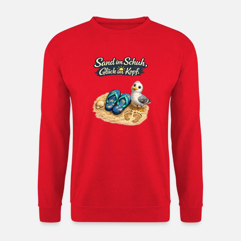 Sand im Schuh, Glück im Kopf - Unisex Pullover - Rot