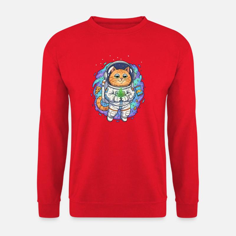 Space Weed Cat - Unisex Pullover - Rot