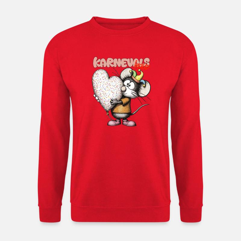 Karnevalsmäuschen Herzballon Karneval Rheinland - Unisex Pullover - Rot