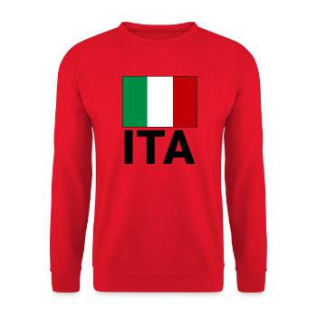 Sporty Italy flag with ITA abbreviation - Unisex Sweatshirt - red - Front - Alina (178cm) & Michal (187cm)