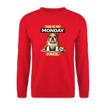 Bulldog Monday Face Graphic Tee - Unisex Pullover - Rot - Vorne - Alina (178cm) & Michal (187cm)