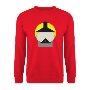 Minimalist firefighter helmet in yellow - Unisex Sweatshirt - red - Front - Alina (178cm) & Michal (187cm)
