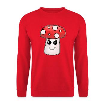 Champignons champignons Kawaii - Sweat-shirt Unisexe - rouge - Devant - Alina (178cm) & Michal (187cm)
