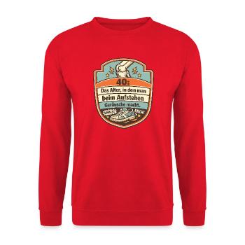 40 Das Alter Beim Aufstehen Geräusche - Unisex Pullover - Rot - Vorne - Alina (178cm) & Michal (187cm)