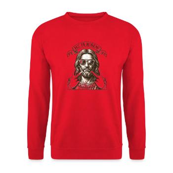 He Is Risen Alleluia Graphic - Unisex Sweatshirt - red - Front - Alina (178cm) & Michal (187cm)