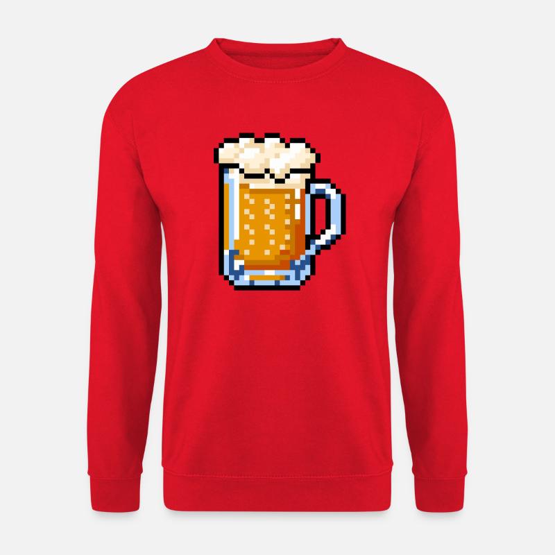 Bierglas Pixel Art – Retro Bier Design - Unisex Pullover - Rot