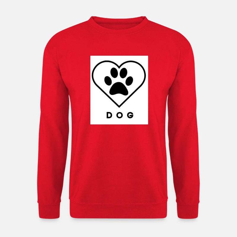 Hundeliebe Pfoten-Herz gross - Unisex Pullover - Rot