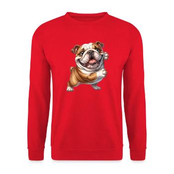 Happy Bulldog Motif - Unisex Sweatshirt - red - Front - Alina (178cm) & Michal (187cm)