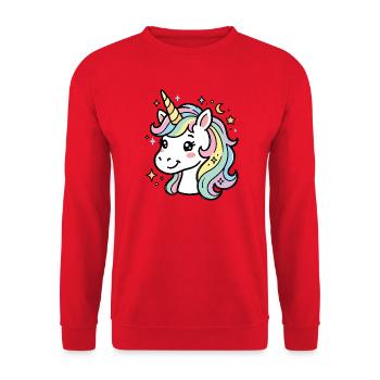 Pastellstern-Einhorn - Unisex Pullover - Rot - Vorne - Alina (178cm) & Michal (187cm)